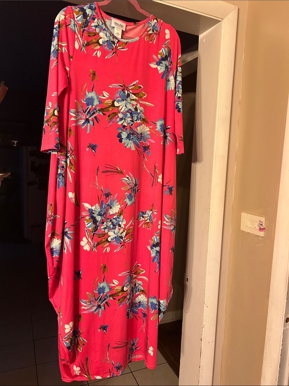 Frou frou dress Floral Pink Women's Dress with Blue Accents
